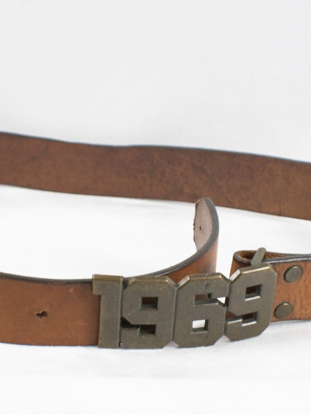 VTG 90s Gap 1969 Brass Buckle Leather Belt Brown Size 36 Made In USA Heavy Duty